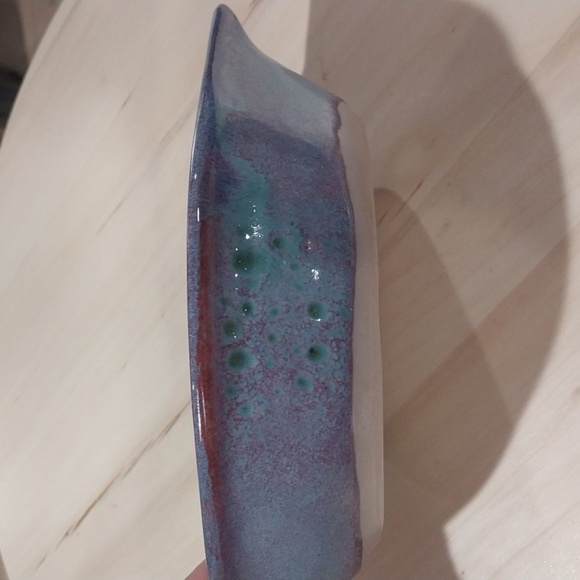 Crab Shaped Dish Bowl Art Pottery Glazed Stoneware Signed 8" Coastal Nautical - Picture 6 of 13